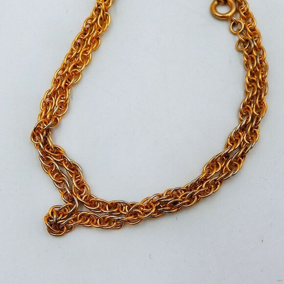 Crown Trifari Pendant Fan Gold Tone Necklace Chain Dual Texture Art Deco - Picture 6 of 8